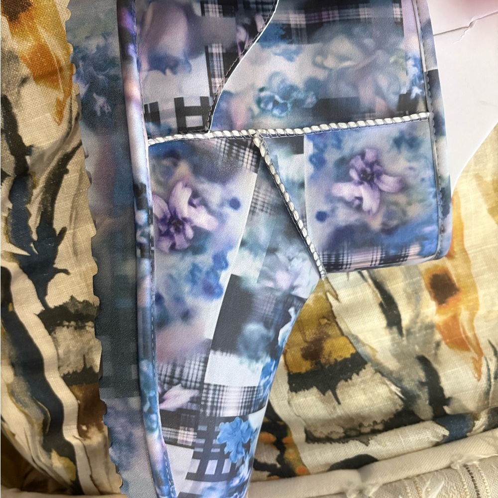 UGG Ankle Boots with Blue and Purple Checkered Floral Design